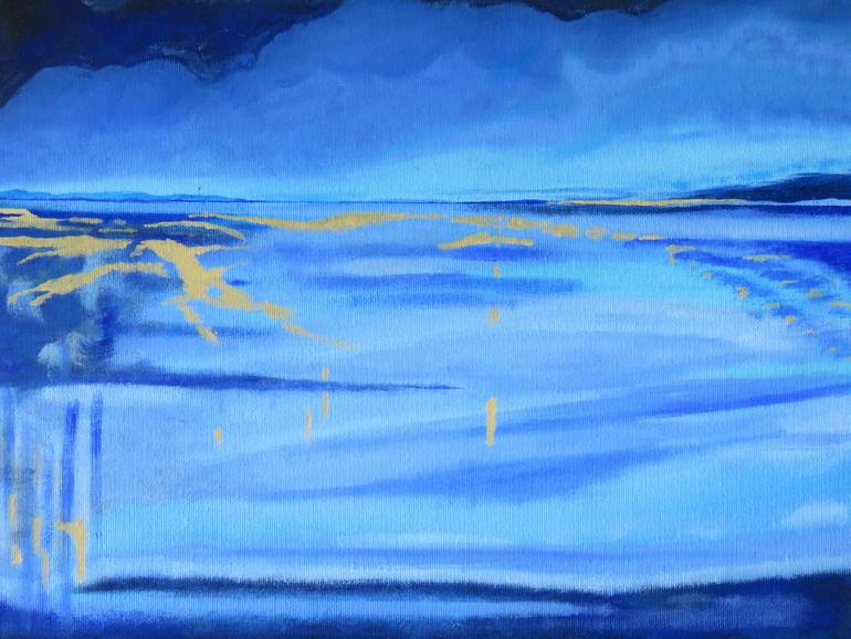 Original Abstract Painting by Geoff Warke | Abstract Art on Canvas | LIGHT BLUE SEASCAPE