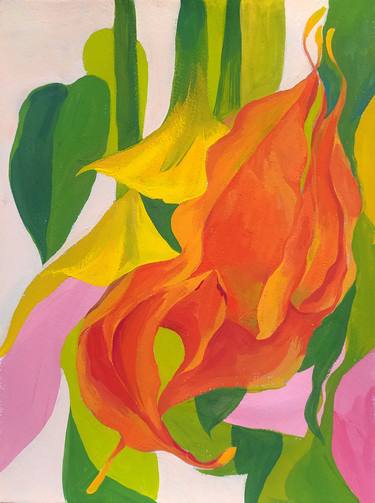 Original Abstract Floral Paintings by Violetta Borigard