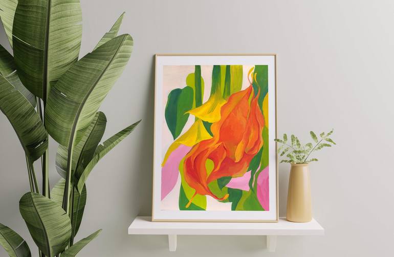 Original Abstract Floral Painting by Violetta  Borigard 