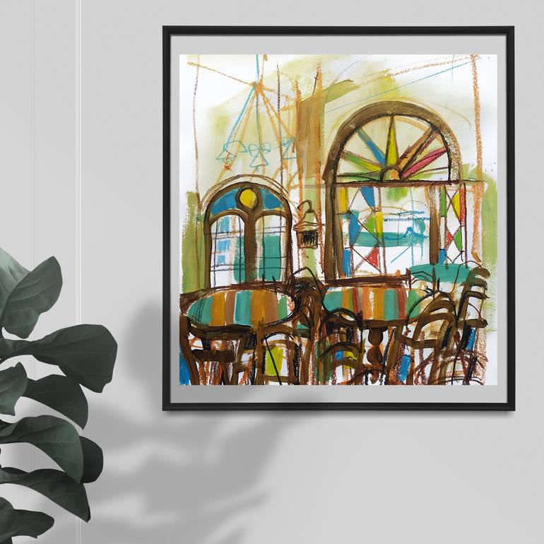 Original Abstract Interiors Painting by Violetta  Borigard 