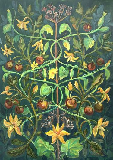 Original Folk Botanic Painting by Momalyu Liubov Kriuchkova