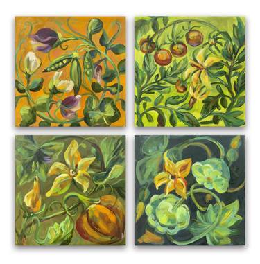 Botanical ornate. A quadriptych of Mini oil paintings thumb