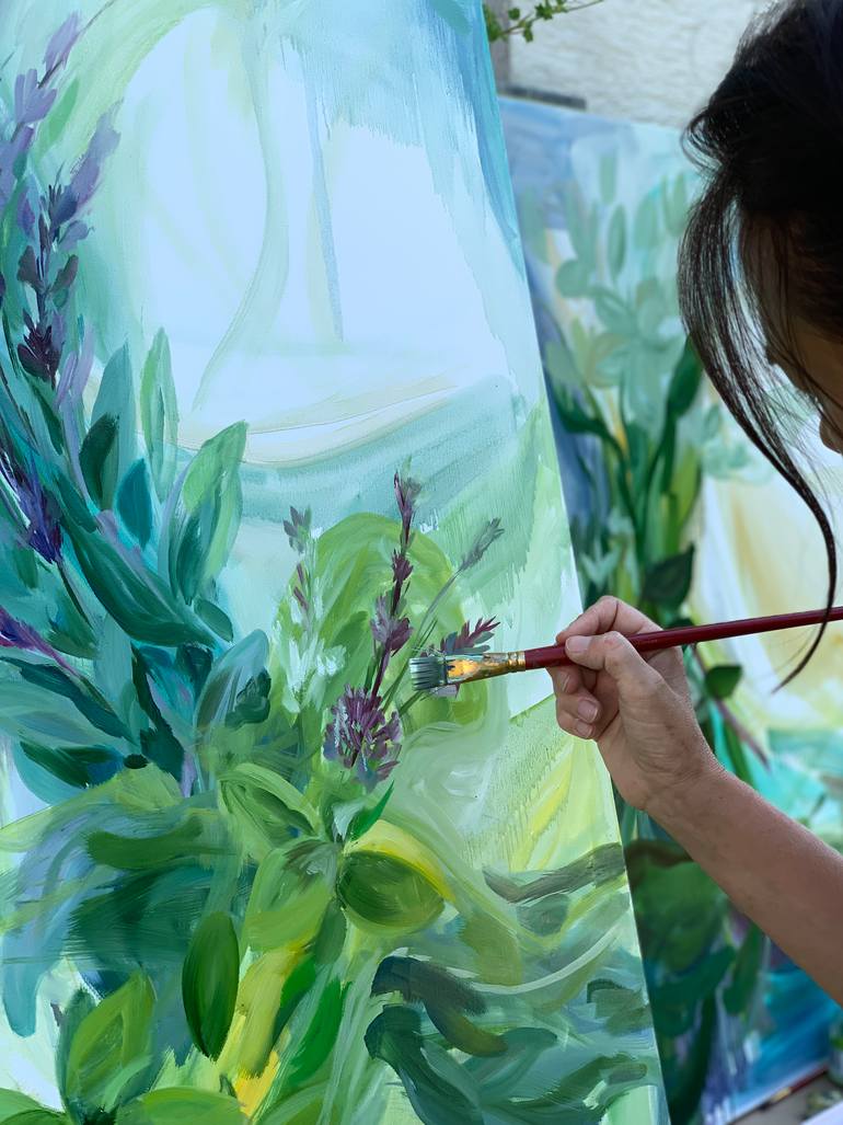 Original Impressionism Floral Painting by Momalyu Liubov Kriuchkova