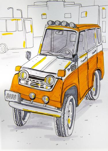 Original Illustration Car Drawings by Tatiana Khrebtova