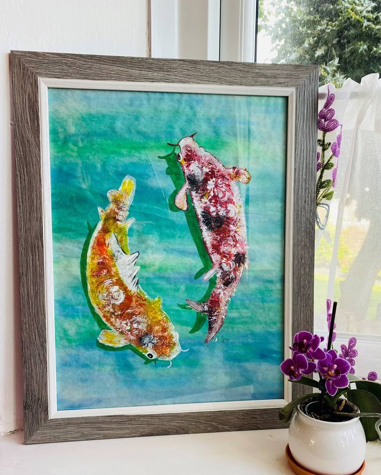 Original Abstract Fish Painting by Paoling Rees