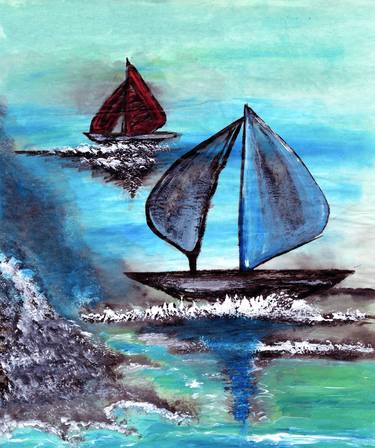 Original Abstract Boat Paintings by Paoling Rees