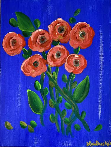 Original Fine Art Floral Paintings by LaDuska York