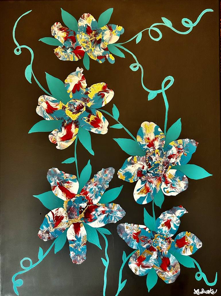 Original Abstract Floral Painting by LaDuska York