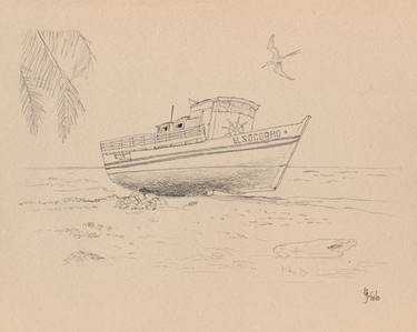 Print of Boat Drawings by Edwing Solorzano