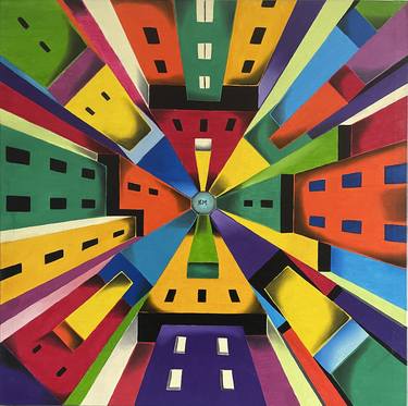 Original Abstract Architecture Painting by Lorenzo Monegato