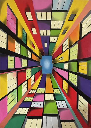 Original Abstract Architecture Painting by Lorenzo Monegato