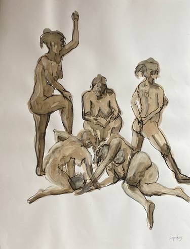 Original Figurative Nude Drawings by Géraldine Moralès