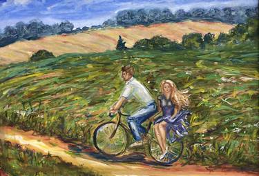 Print of Impressionism Bike Paintings by Natalia Azarna