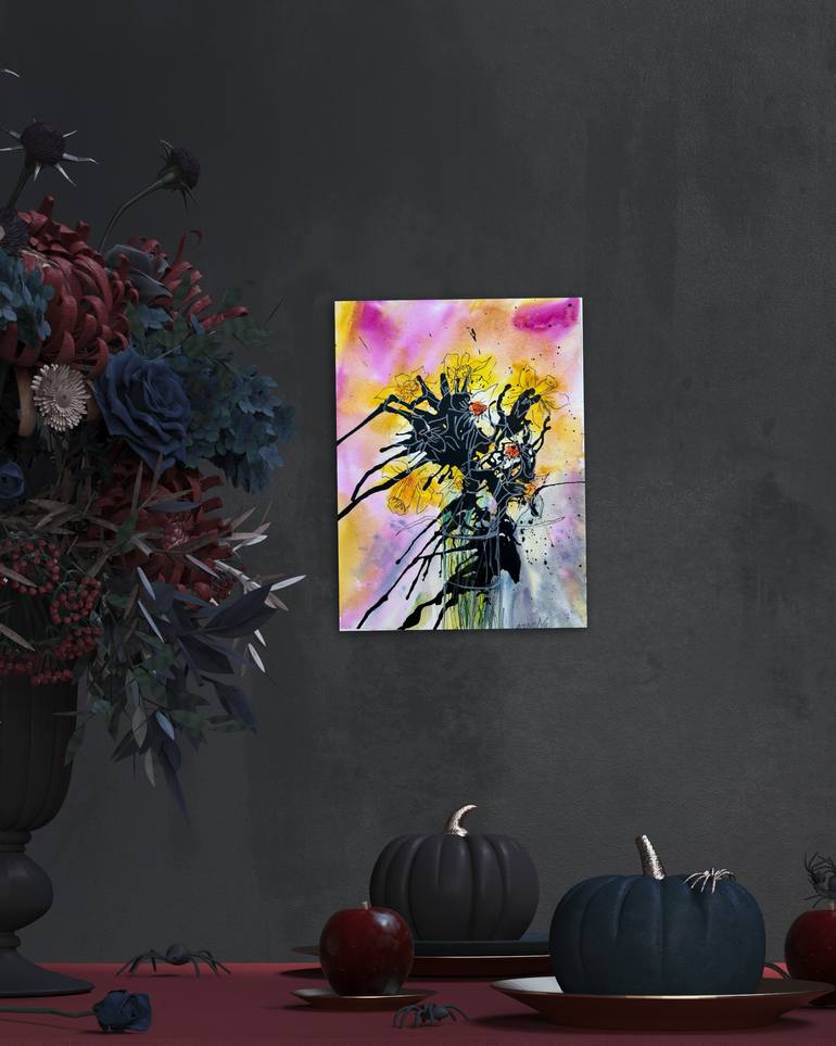 Original Abstract Expressionism Floral Painting by Natalia Azarna