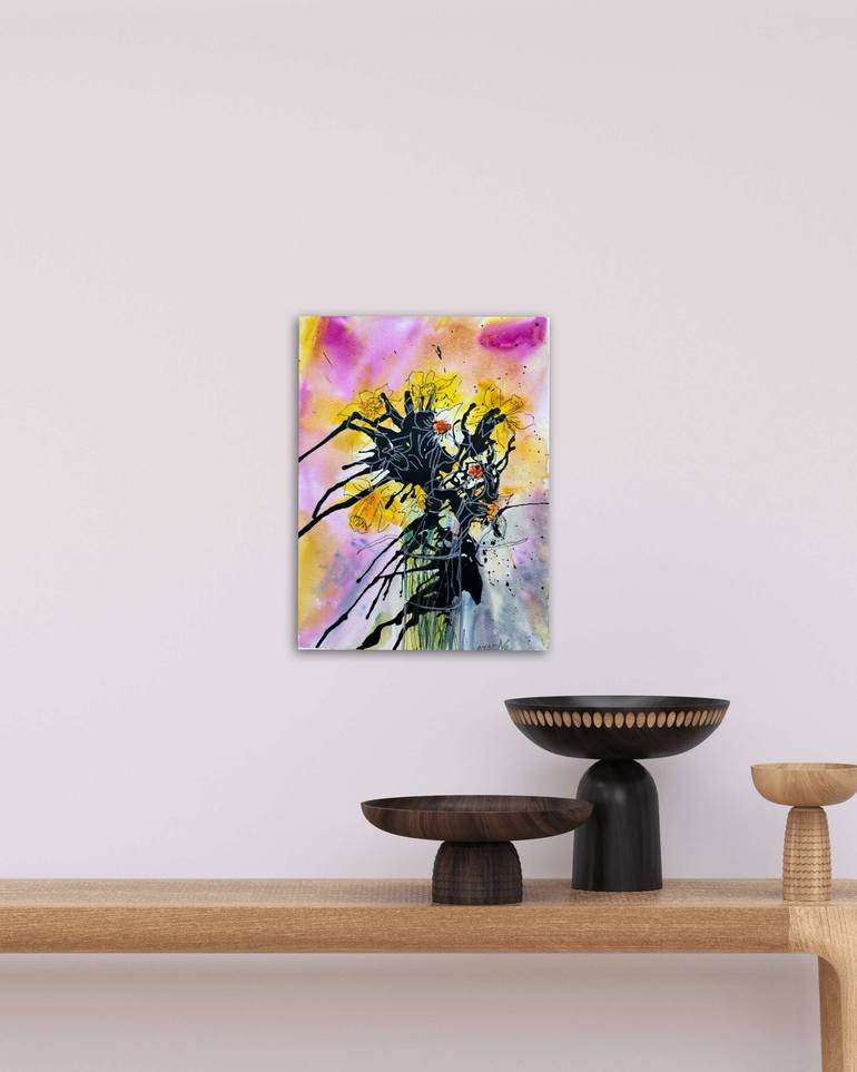 Original Abstract Expressionism Floral Painting by Natalia Azarna
