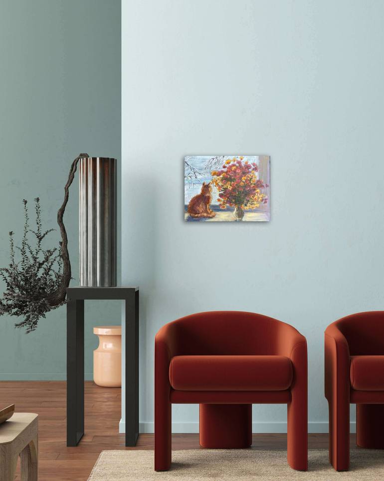 Original Color Field Painting Cats Painting by Natalia Azarna