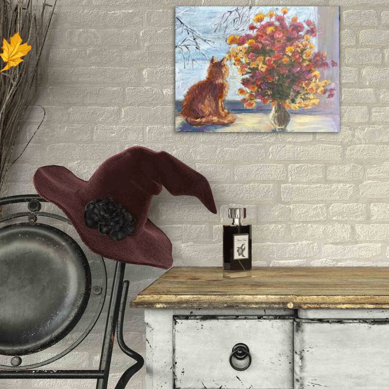 Original Color Field Painting Cats Painting by Natalia Azarna