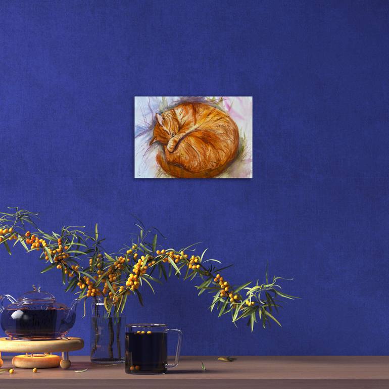 Original Expressionism Cats Painting by Natalia Azarna