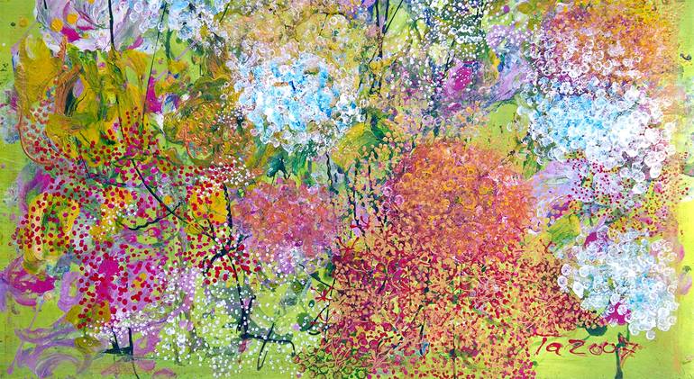 Original Abstract Garden Painting by Tetiana Chebrova