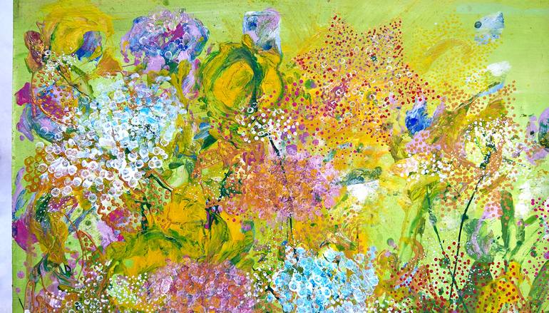 Original Abstract Garden Painting by Tetiana Chebrova