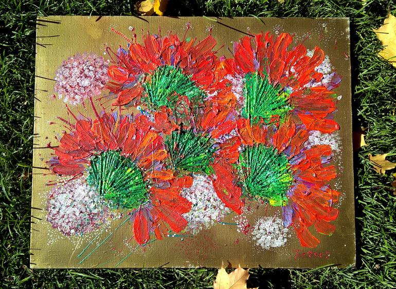 Original Abstract Expressionism Floral Painting by Tetiana Chebrova