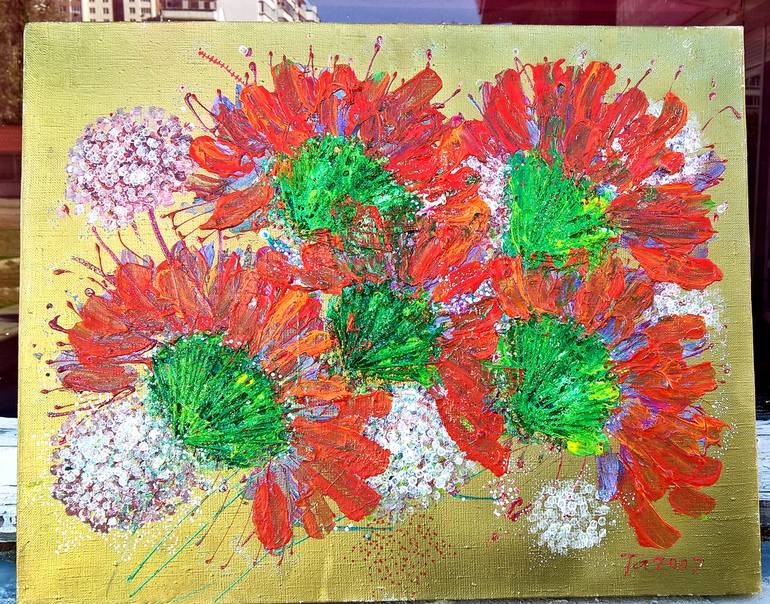 Original Abstract Expressionism Floral Painting by Tetiana Chebrova