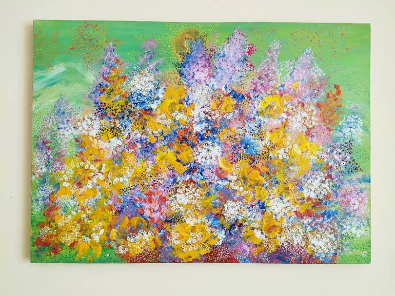 Original Abstract Garden Painting by Tetiana Chebrova