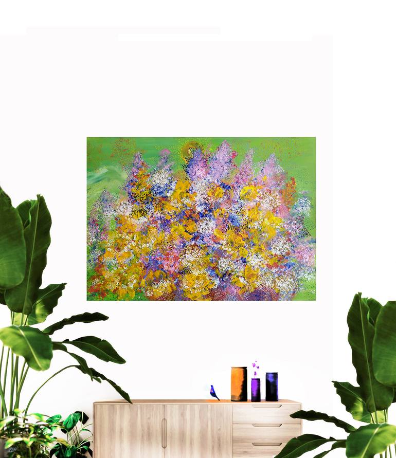 Original Abstract Garden Painting by Tetiana Chebrova