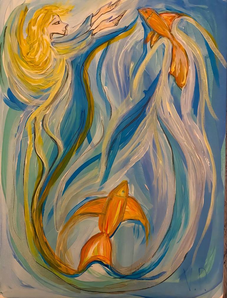 Original Fantasy Painting by Valeria Pogliani | Abstract Art on Canvas | The magic of the sea