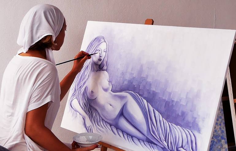 Original Portraiture Erotic Painting by Mila Talo