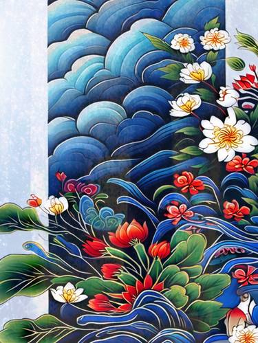 Print of Art Deco Floral Digital by SoonOne Park