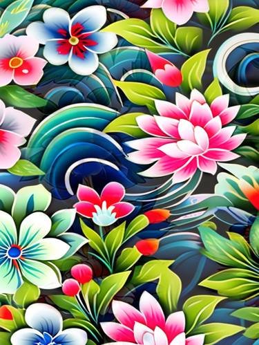 Print of Art Deco Floral Digital by SoonOne Park