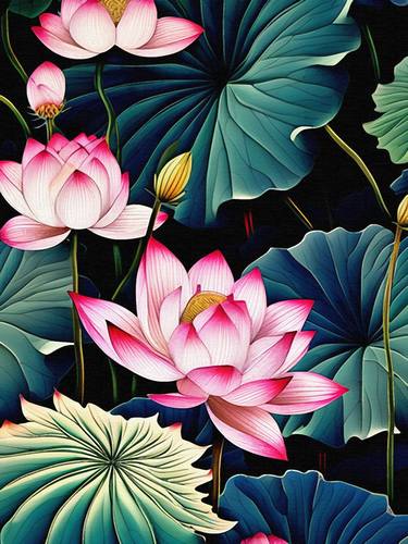 Print of Art Deco Floral Digital by SoonOne Park