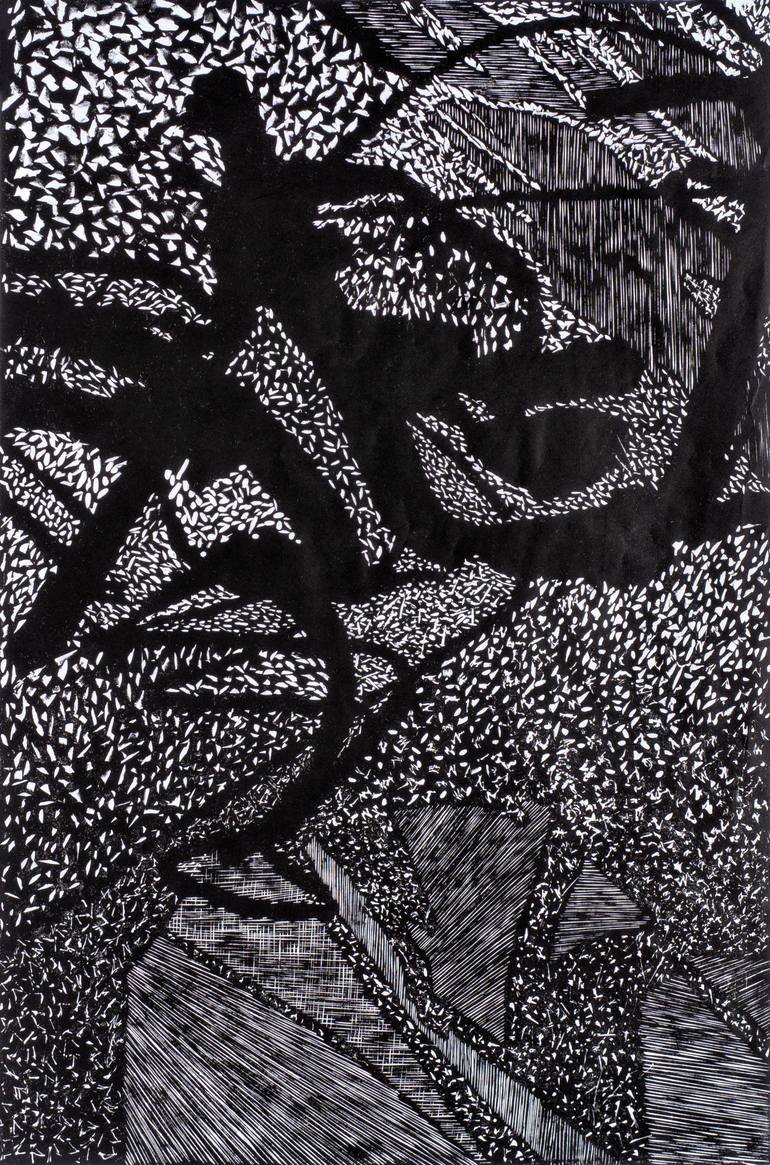 Original Abstract Printmaking by Sanja Savic Straka  Abstract Expressionism Art on Paper  Time warrior
