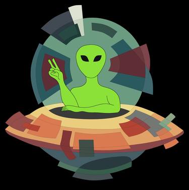 Alien roaming on flying saucer thumb