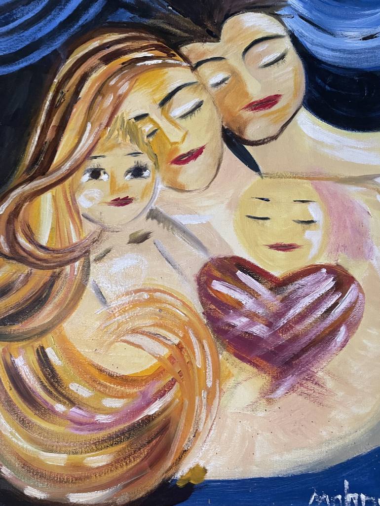 Original Modernism Family Painting by mahnaz Azarafrooz