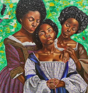 Original Abstract Expressionism Family Painting by Olaosun Oluwapelumi