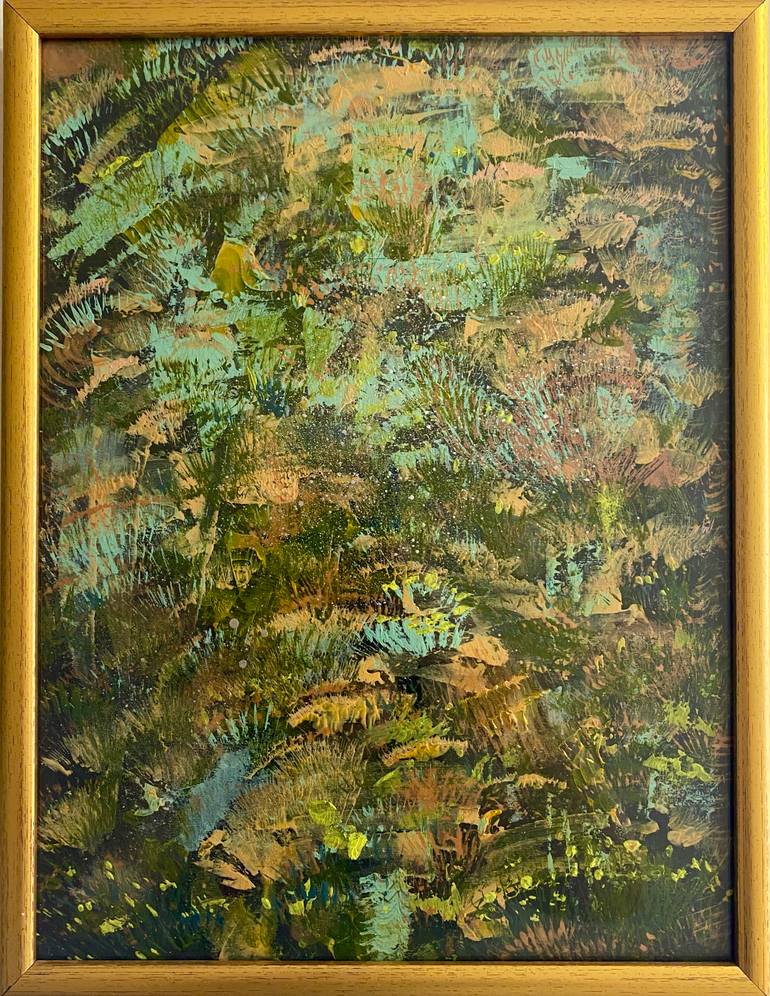 Original Nature Painting by Lya Helia | Abstract Art on Paper | 'The Pond' - Night Floral