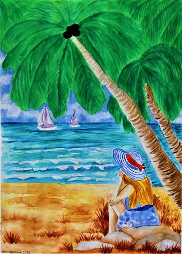 Print of Fine Art Beach Paintings by Elen Yankova