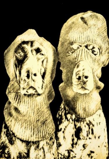 Original Fine Art Dogs Mixed Media by Gerald Brown Jr
