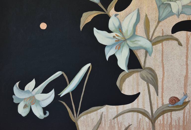 Original Art Nouveau Floral Painting by Lelde Brake-Klaverī