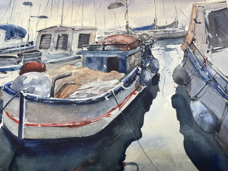 Original Boat Painting by Katja Vollmer