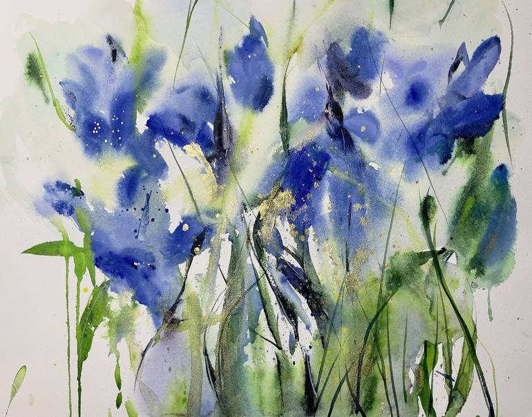 Original Abstract Floral Painting by Katja Vollmer