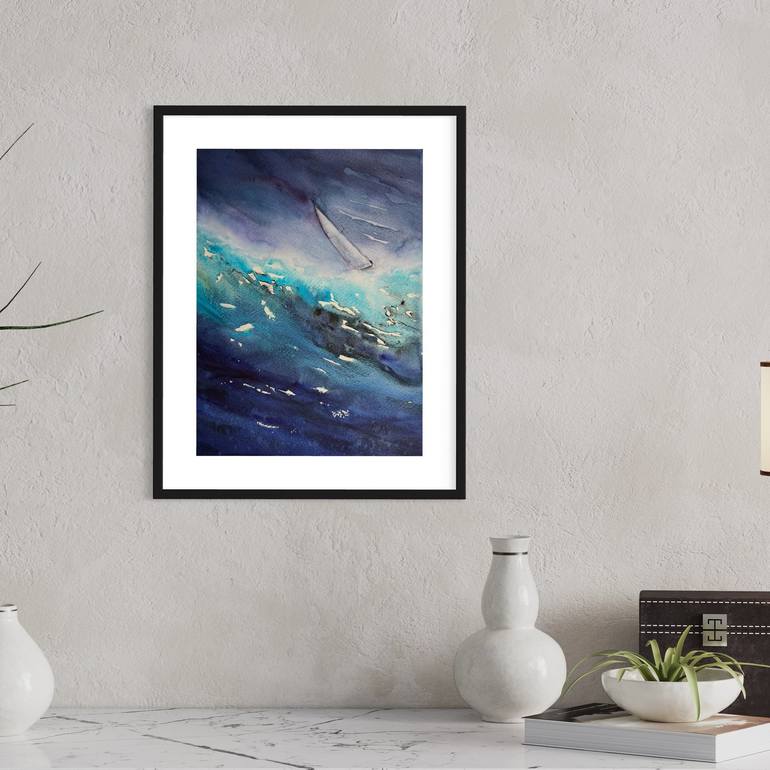 Original Abstract Boat Painting by Katja Vollmer