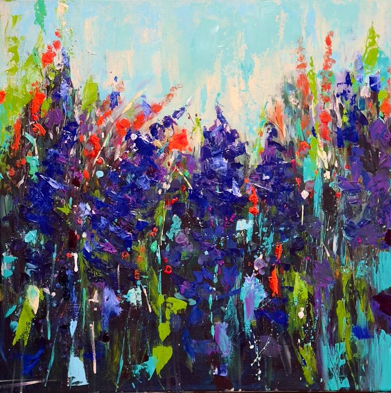 Original Floral Painting by Katja Vollmer  Impressionism Art on Linen  Summer time