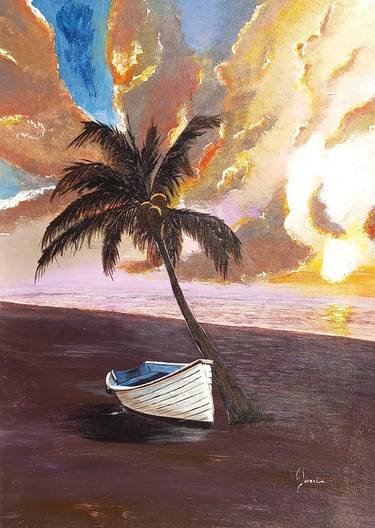 Original Contemporary Seascape Paintings by Joveria Malik