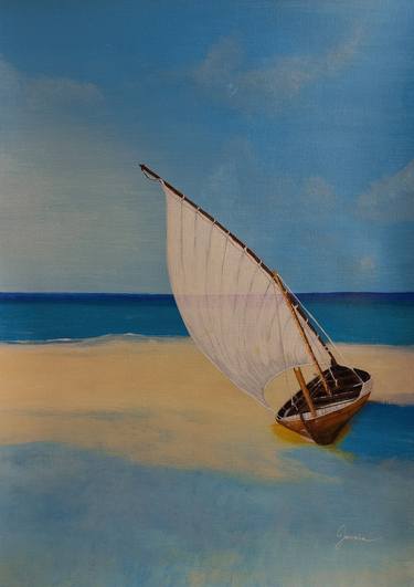 Print of Seascape Paintings by Joveria Malik
