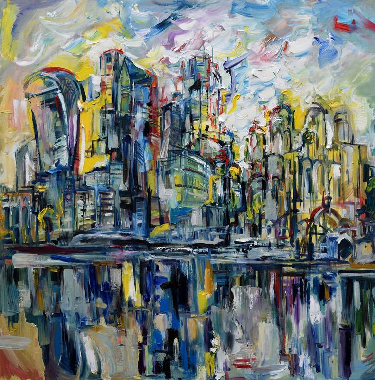 Original Architecture Painting by Natasha Chilingirova | Contemporary Art on Canvas | The Tower and the City