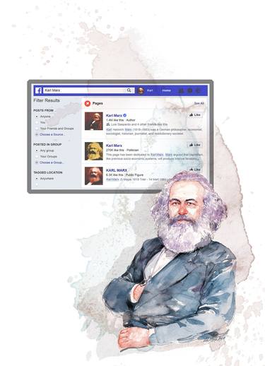 Karl Marx - illustration, newspapers Jutarnji List thumb