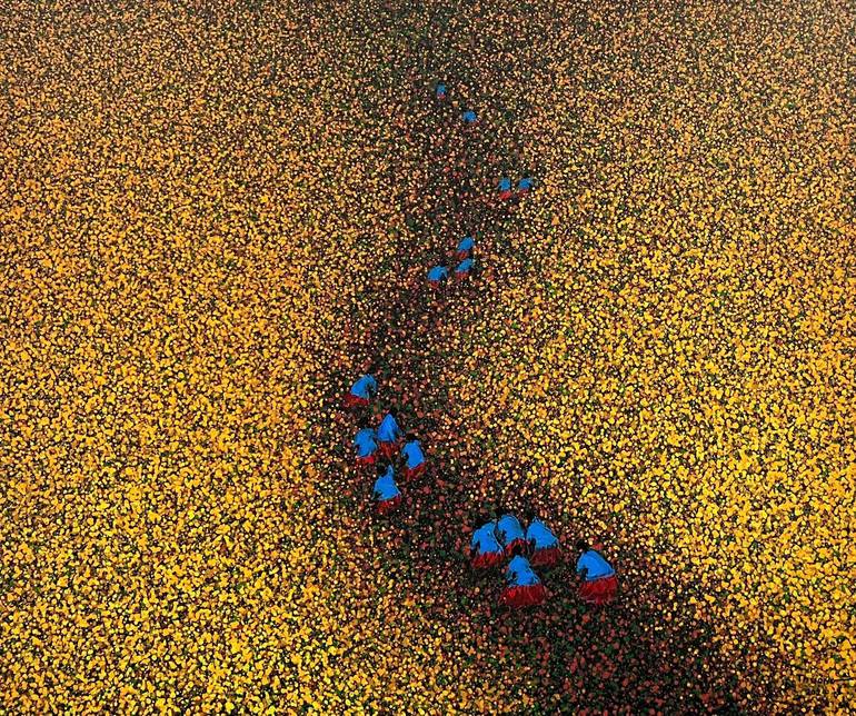 Original Nature Painting by Trong Thuong Tran | Impressionism Art on Canvas | The way to the flower land No.4